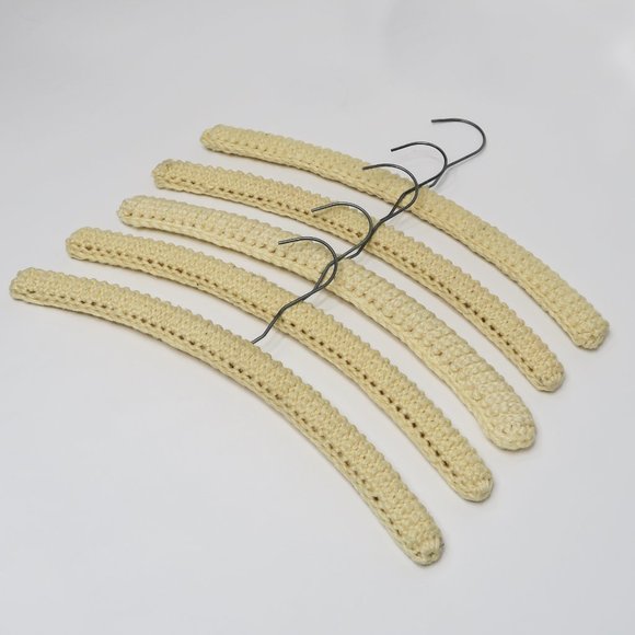Vintage 60s Cream Crochet "Non Slip" Decorative Clothes Hangers - Picture 1 of 4